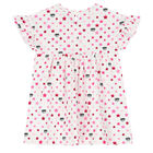 Younger Girls White & Pink Logo Dress, 1, hi-res