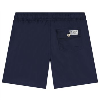 Boys Navy Blue Logo Swimshorts
