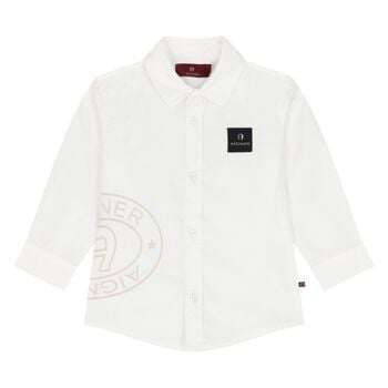 Younger Boys White Logo Shirt