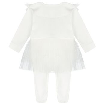 Baby Girls Ivory Swan Tutu Babygrow