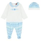 Baby Boys White & Blue Logo Zig Zag Babygrow Gift Set, 1, hi-res