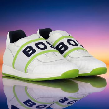 Boys White Logo Trainers