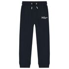 Boys Navy Blue Logo Joggers, 1, hi-res