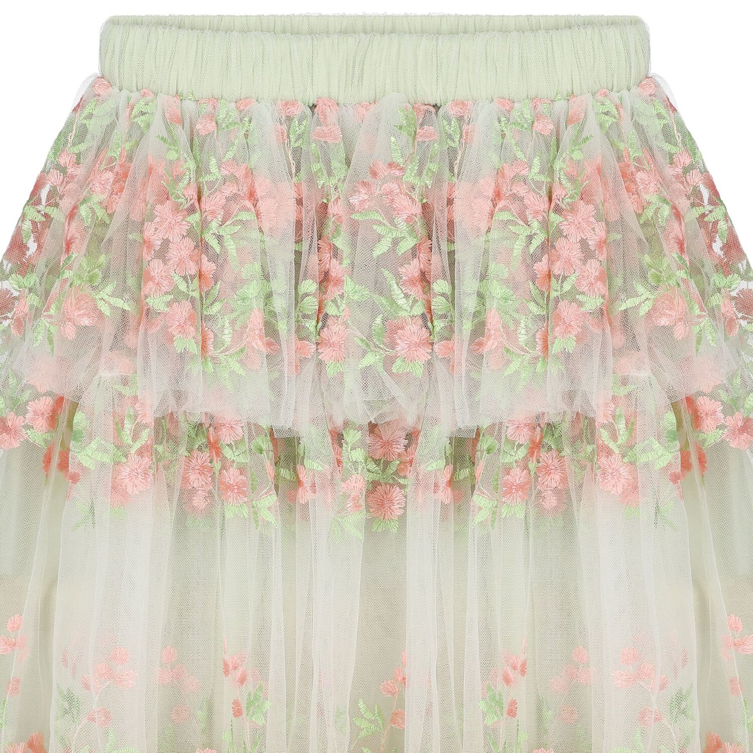 Girls White, Green & Pink Tulle Skirt, 1, hi-res image number null