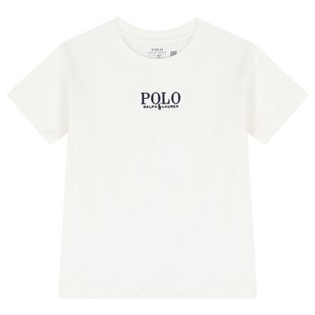 Ralph Lauren Boys White Cotton Polo Logo T-Shirt, 1 Boys White Cotton Polo Logo T-Shirt
