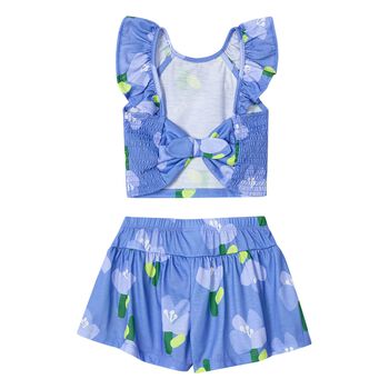 Girls Blue Floral Shorts set