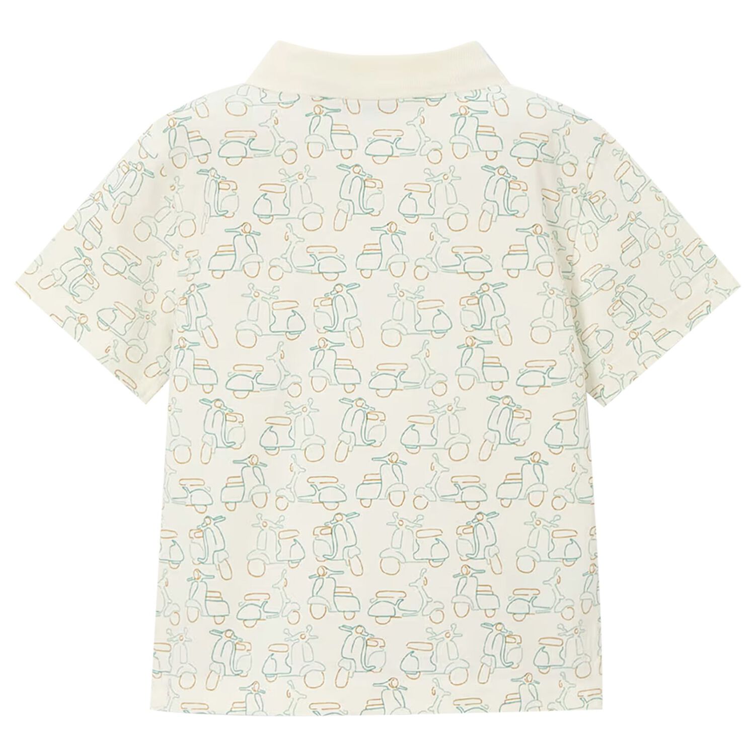Boys Ivory & Green Scooter Polo Shirt, 1, hi-res