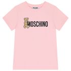 Girls Pink Teddy Bear Logo T-Shirt, 4, hi-res