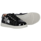 Girls Black & Silver Star Trainers, 2, hi-res
