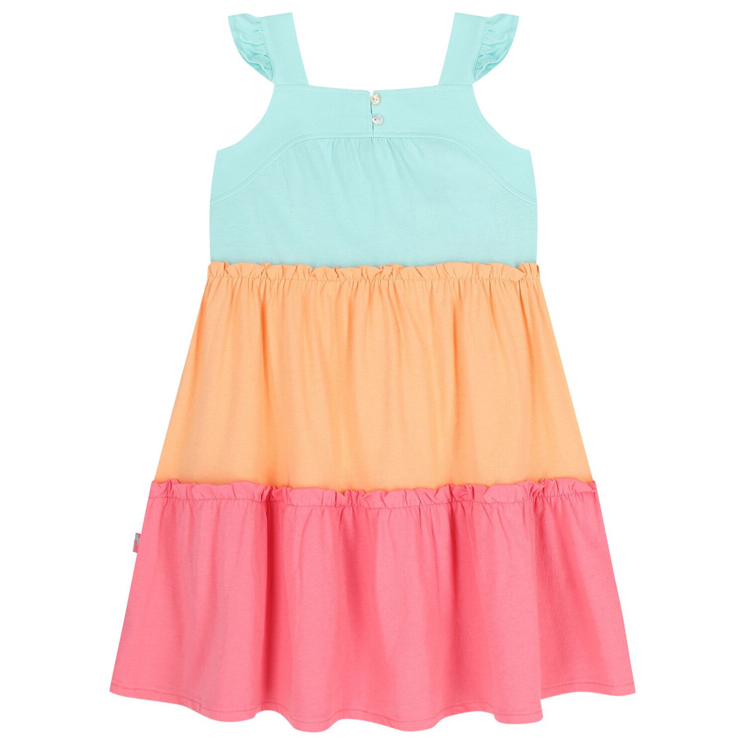 Girls Blue, Orange & Pink Tiered Dress, 1, hi-res