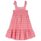 Girls Pink Floral Smocked Dress Set, 2, hi-res