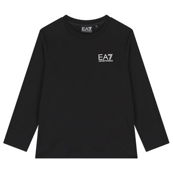 Boys Black Logo Long Sleeve Top