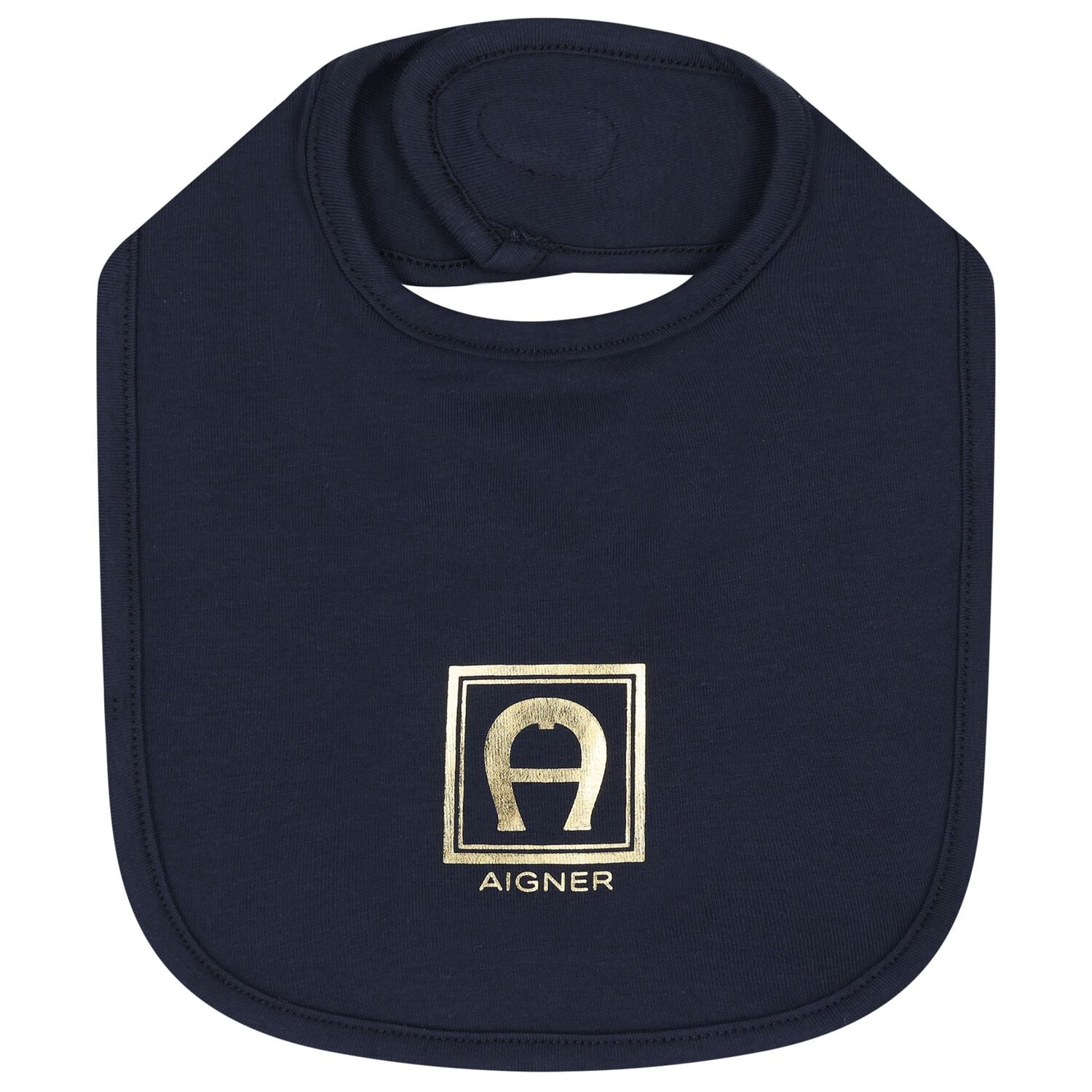 Baby Boys Navy Blue & Gold Logo Baby Bib, 3, hi-res