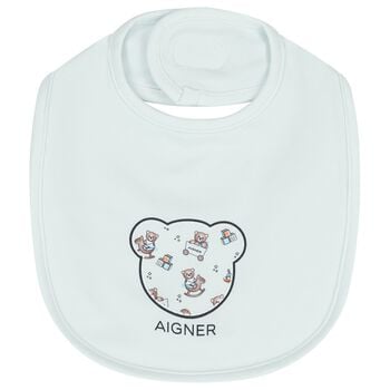 Baby Boys Blue Teddy Bear Logo Bib