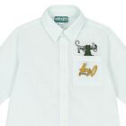 Younger Boys White & Green Logo Striped Shirt, 1, hi-res
