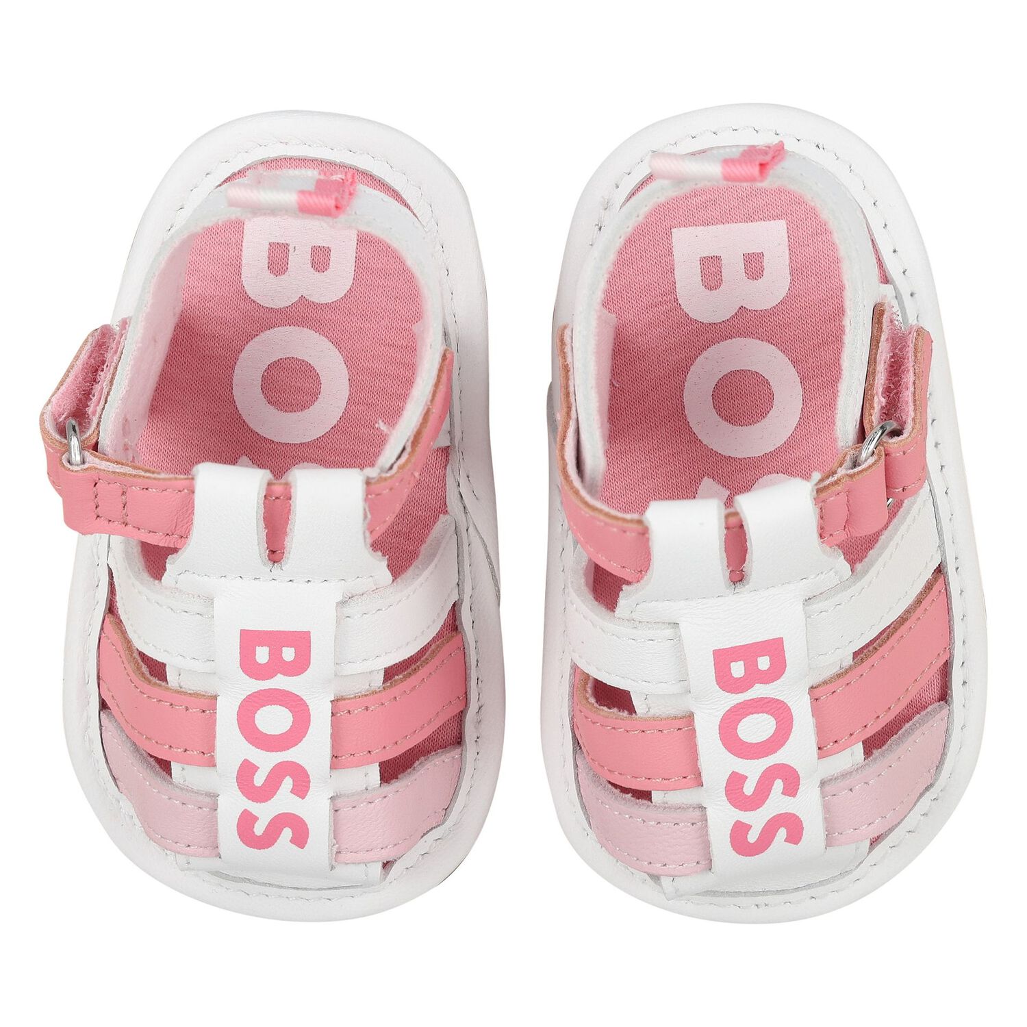 Baby Girls White & Pink Logo Sandals, 1, hi-res image number null