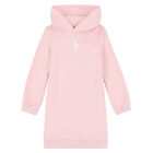 Girls Pink Logo Hooded Dress, 1, hi-res