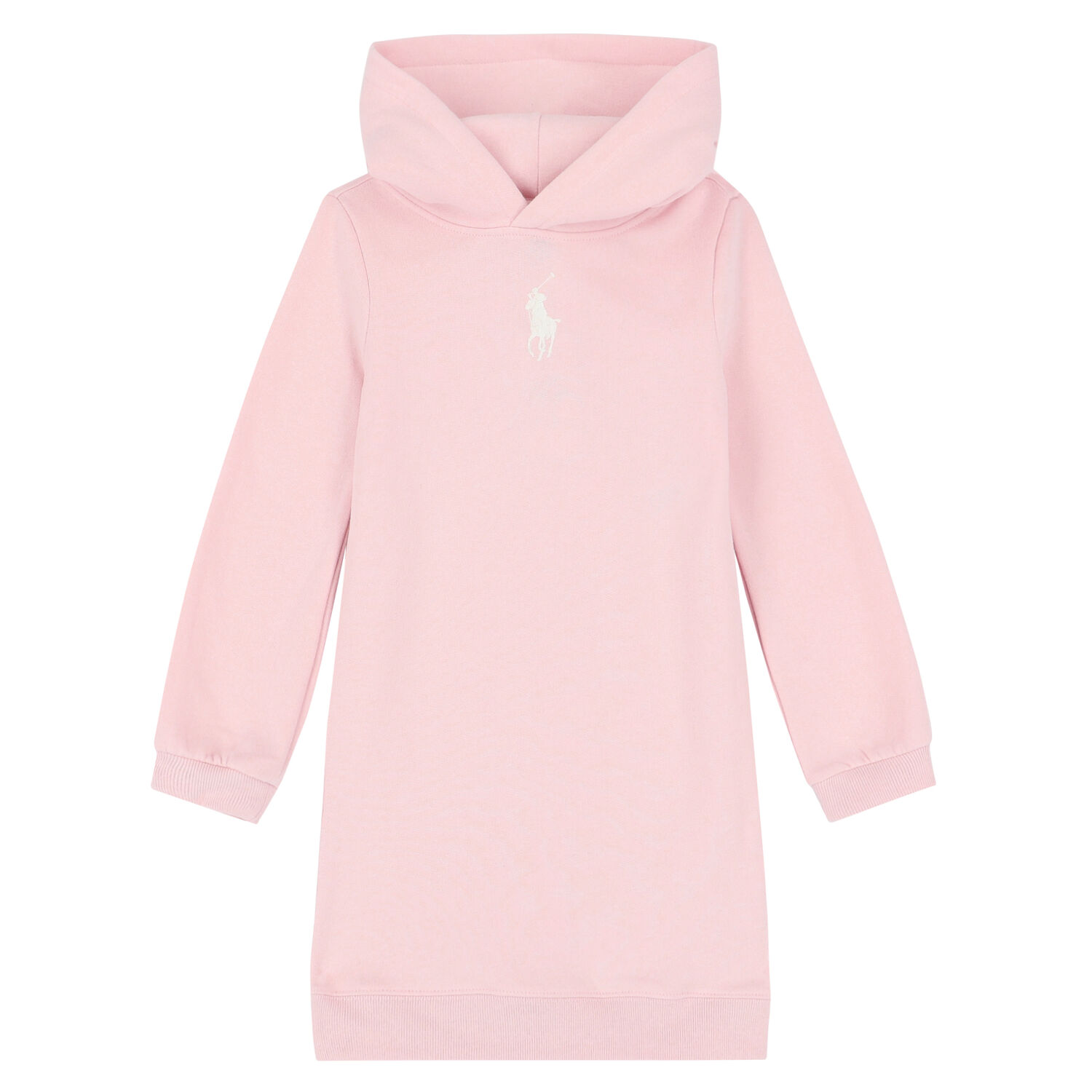 Girls Pink Logo Hooded Dress, 1, hi-res