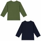 Younger Boys Navy & Green Long Sleeve Tops ( 2-Pack ), 1, hi-res