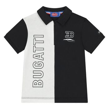 Younger Boys White & Black Logo Polo Shirt