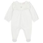 Baby Girls White Logo Ruffled Babygrow, 1, hi-res