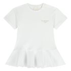 Younger Girls White Logo Dress, 1, hi-res