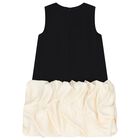 Girls Black & Ivory Ruffle Hem Dress, 1, hi-res