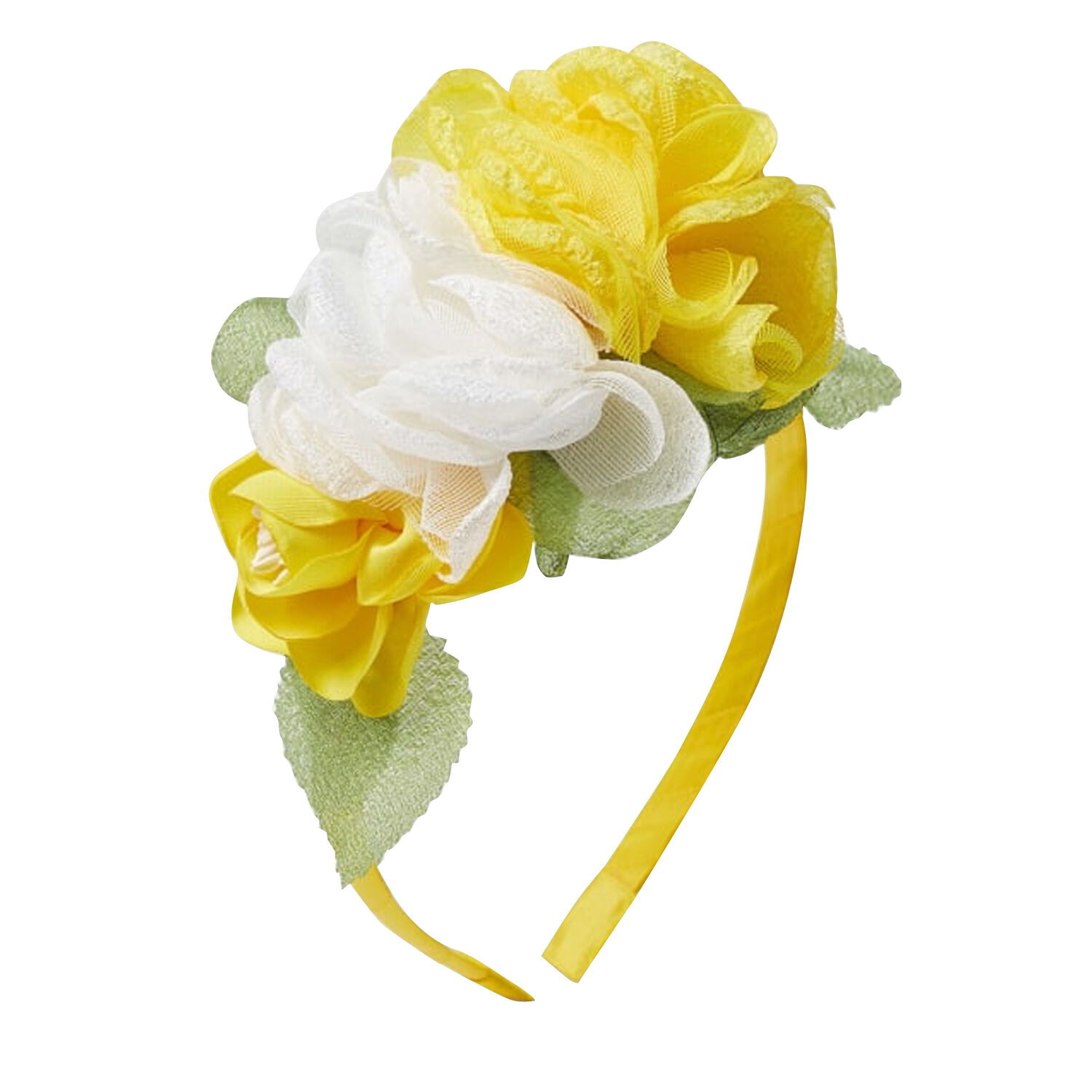 Girls Yellow Flower Headband, 2, hi-res