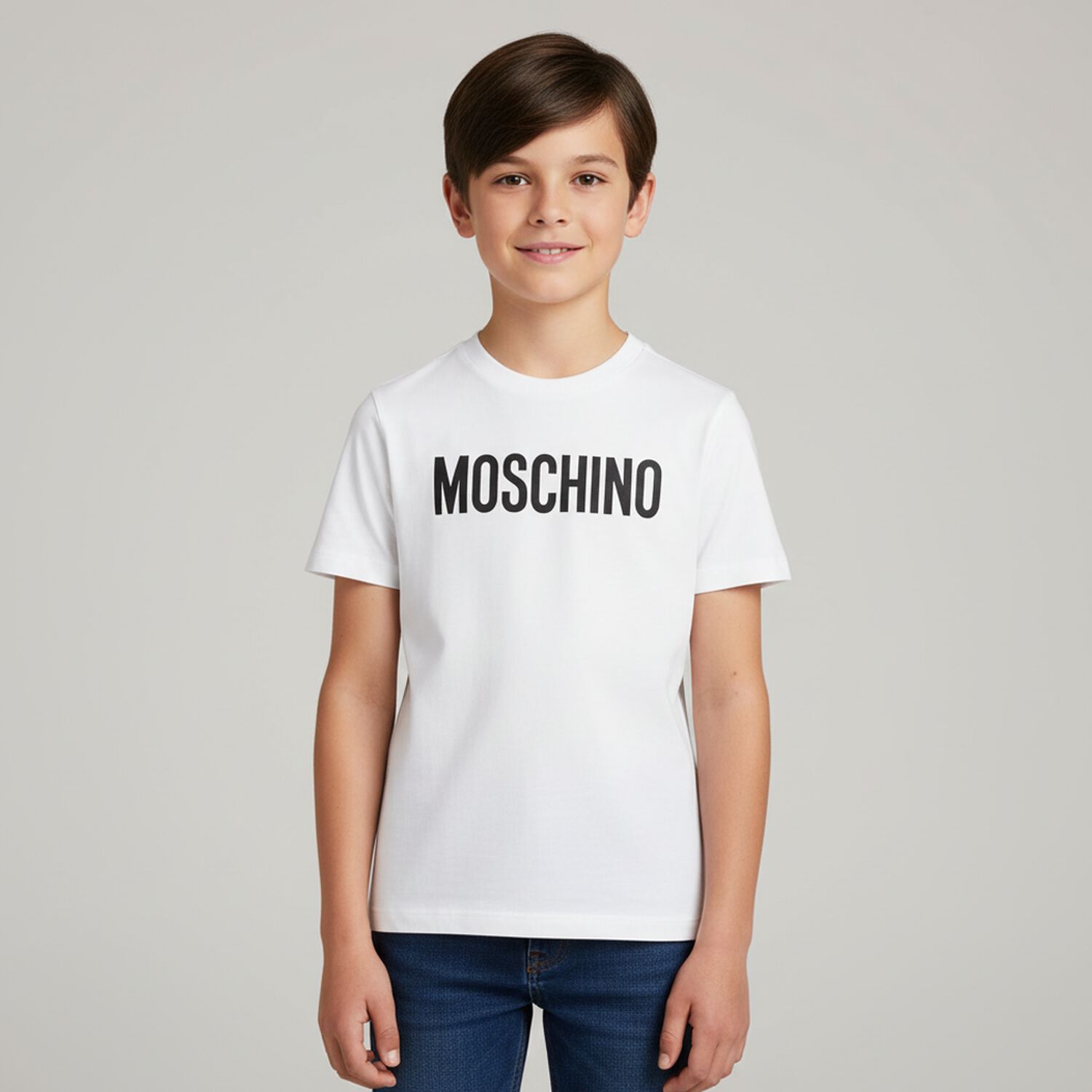 تيشيرت  بالشعار باللون الابيض للأولاد و البنات, 1, hi-res image number null