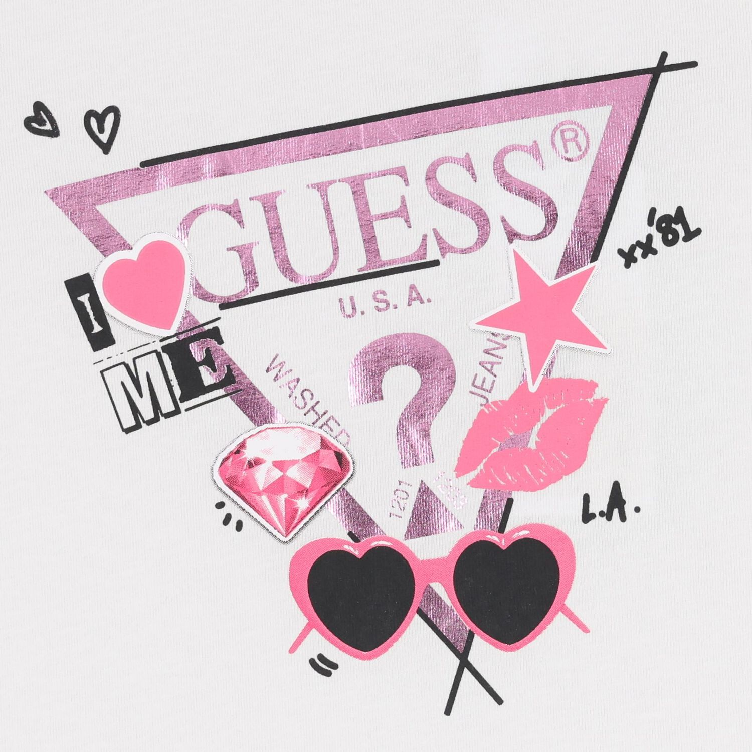 تي شيرت بالشعار باللون الأبيض للبنات, 1, hi-res image number null