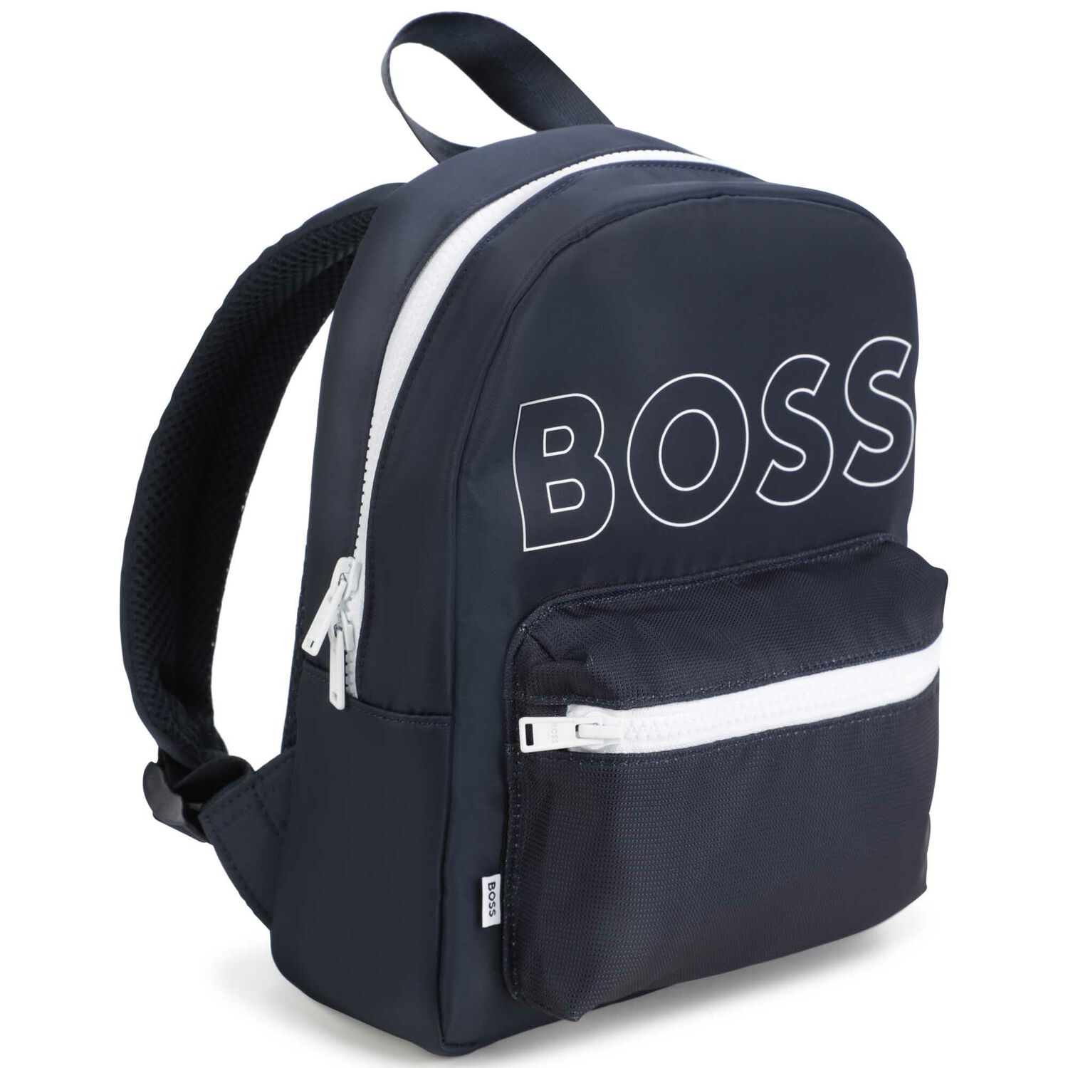 Boys Navy Blue Logo Backpack, 1, hi-res