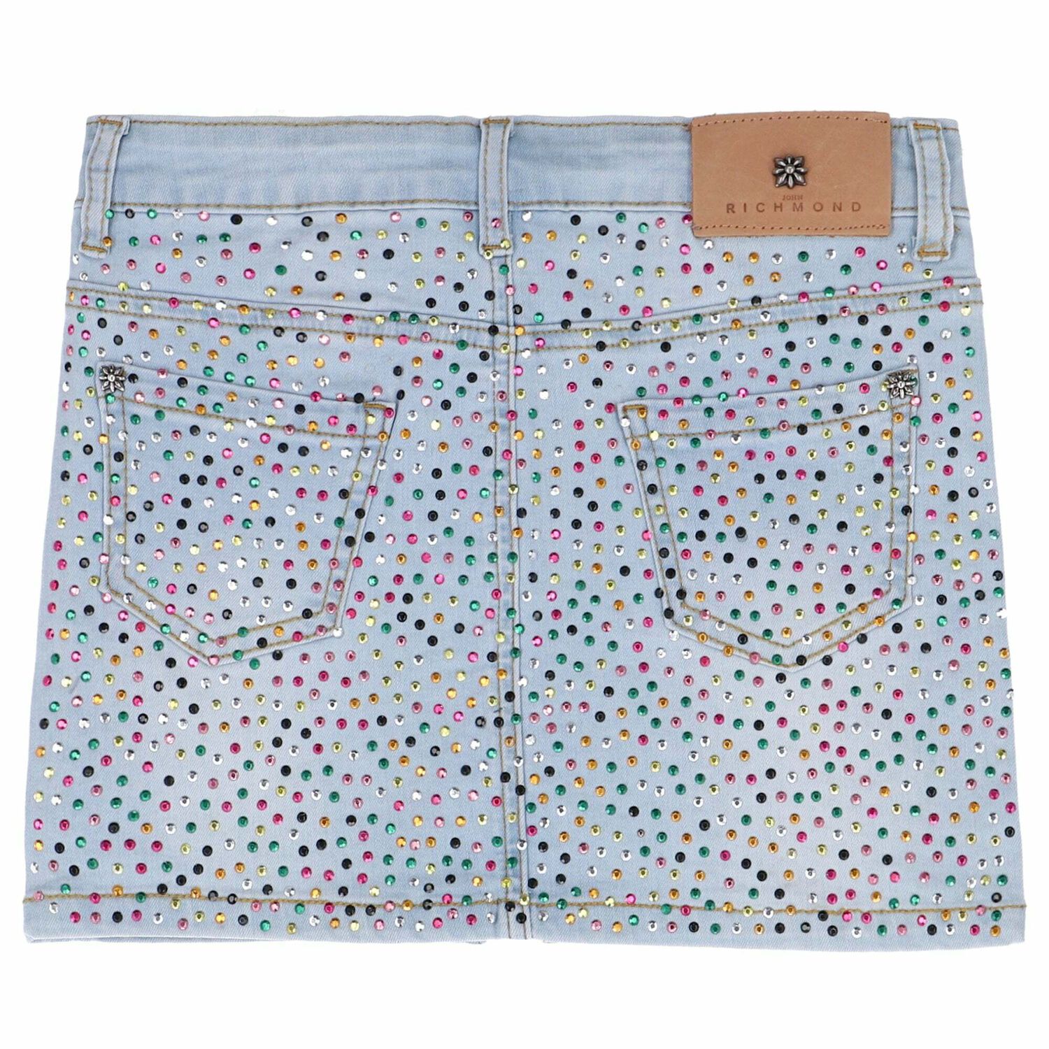 تنورة جينز مطرزة للبنات, 1, hi-res