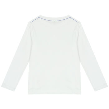 Boys White Logo Long Sleeve Top