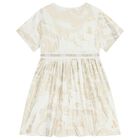 Girls White & Beige Geo Map Dress, 1, hi-res