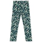 Girls Green Floral Leggings, 1, hi-res
