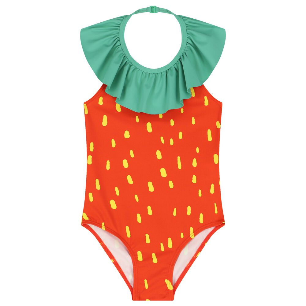 Stella McCartney Girls Red & Green Ruffled Swimsuit | Junior Couture UAE