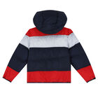 Boys Navy, Grey & Red Logo Puffer Jacket, 1, hi-res
