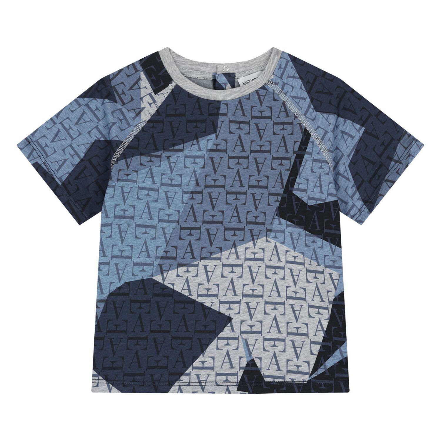 Younger Boys Grey & Blue Logo T-Shirt, 1, hi-res