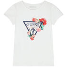 تيشيرت بنات بالشعار باللون الأبيض, 1, hi-res