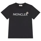 Boys Black Logo T-Shirt, 1, hi-res