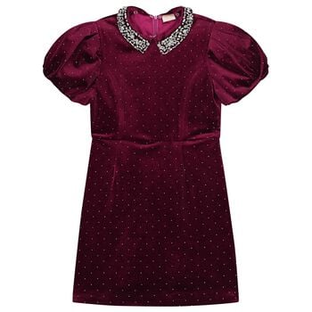 Girls Burgundy Velvet Dress