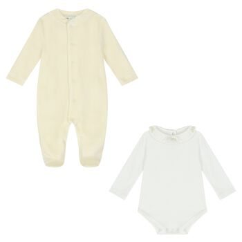 Ivory & White Angel Wings Babygrow Set