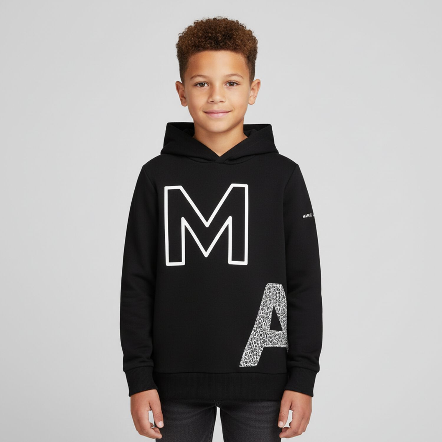 Boys Black Hooded Top, 1, hi-res image number null