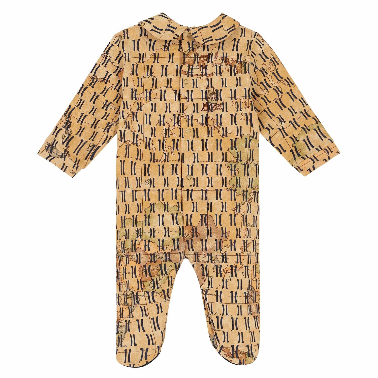 Baby Boys Beige Geo Map Babygrow, 1, hi-res