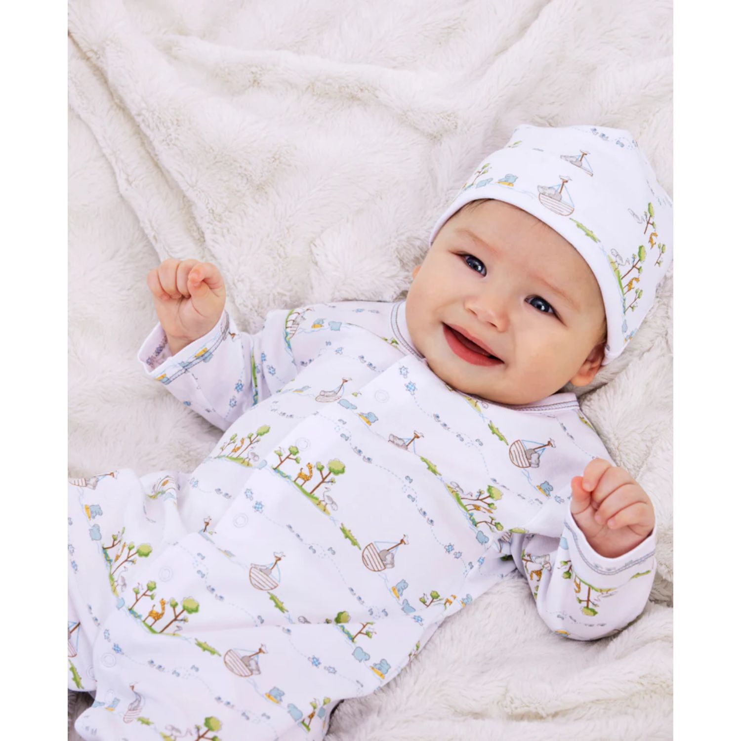 Baby Boys White Animals Hat, 1, hi-res image number null