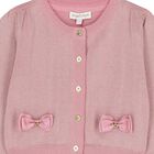 Girls Pink Bow Cardigan, 3, hi-res