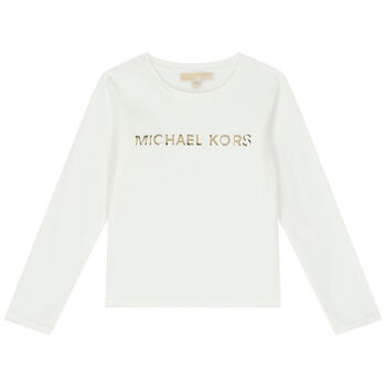 Girls Ivory Logo Long Sleeve Top