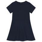 Girls Navy Blue Logo Dress, 1, hi-res