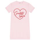 Girls Pink Logo Heart Dress, 1, hi-res