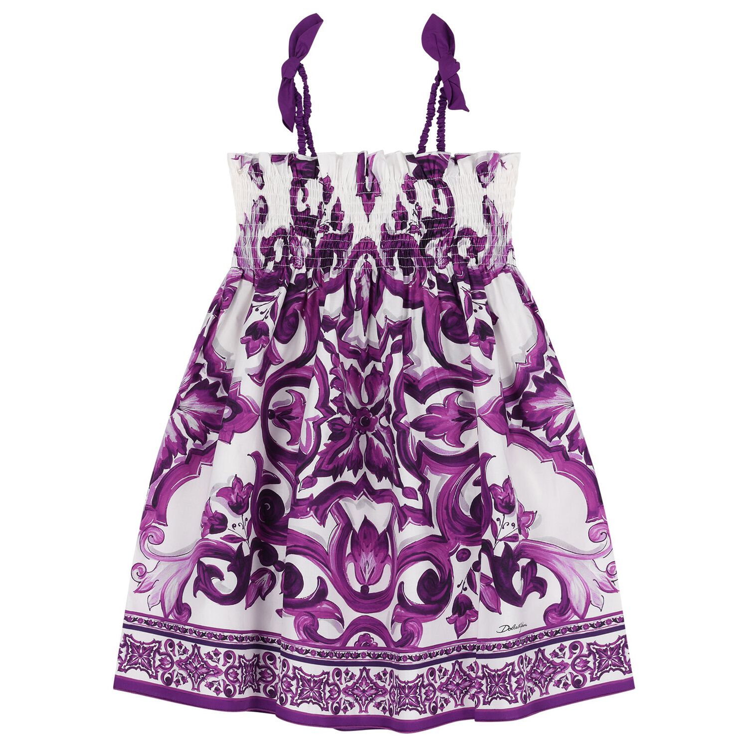 Girls White & Purple Majolica Dress, 1, hi-res image number null